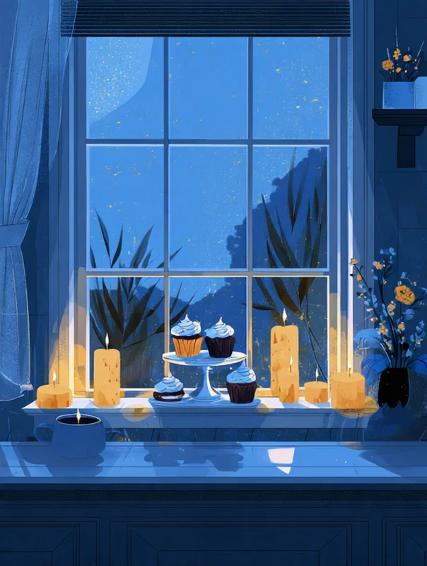 Kitchen window birthday group card design