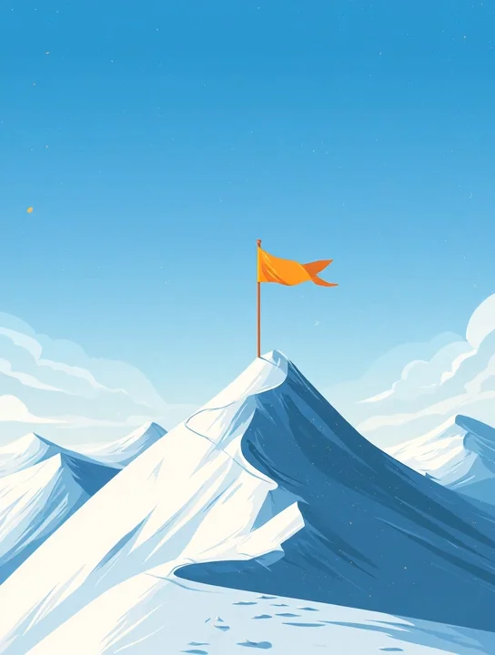 Flag on the snowy summit congratulations group card design