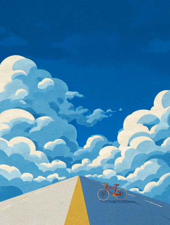 Long road and drifting clouds farewell group card design