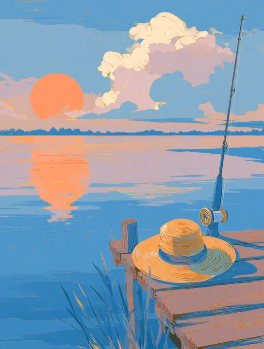 Straw hat on the dock retirement group card design