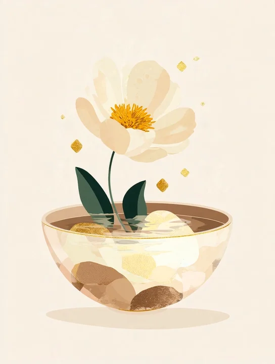 Flower in a bowl of water sympathy group card design