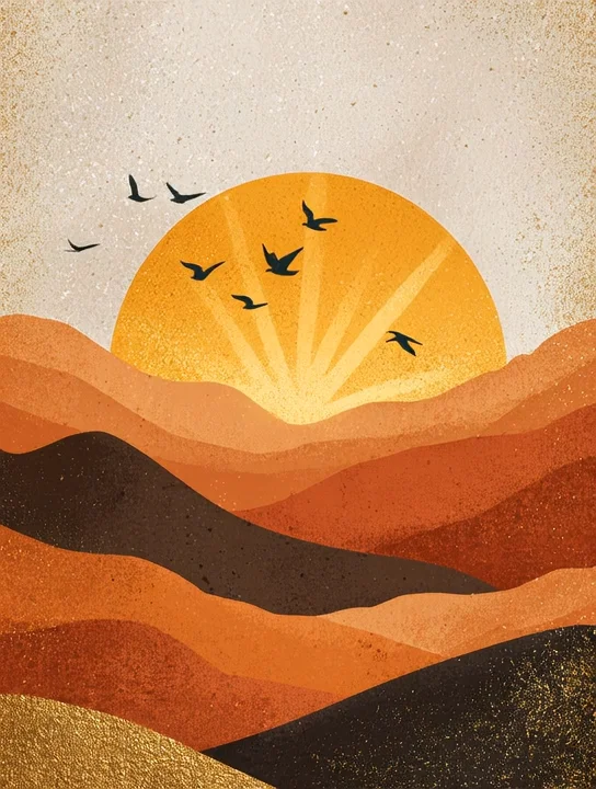 Sunrise over quiet hills get well group card design