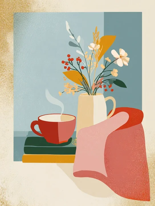 Tea and a warm blanket get well group card design